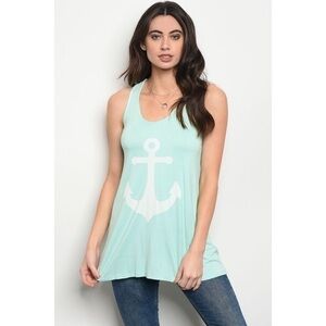 🆕Mint anchor graphic tank top